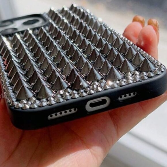 🖤 Edgy Studded iPhone 16 Pro Max Case | Rhinestone Punk Aesthetic 🖤 - Picture 3 of 4